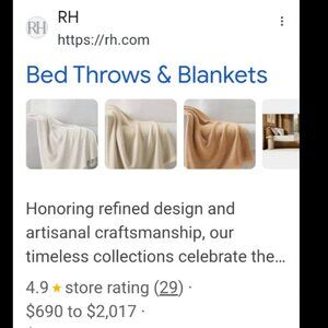 Authenticated RH  Hand-woven Luxerious Rayon Blend Blanket heavy  CLEAN